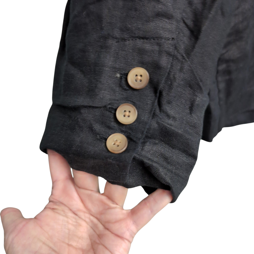 Quince 100% European Linen Blazer Black L Single Button Relaxed Fit - Picture 3 of 8